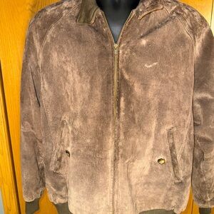 Orvis Mens Suede Leather Jacket L Plaid Lining Full Zip